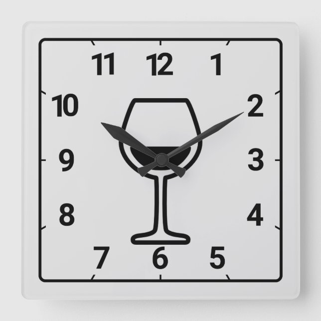 Horloge Carrée Boisson de verre arrière - plan gris (Recto)