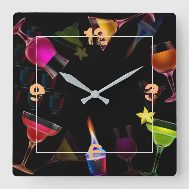 Horloge Carrée Boissons (Recto)