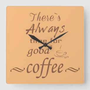 Horloge Carrée Boissons de café amusantes citant la caféine boire