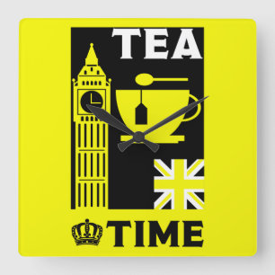 Horloge Carrée Boissons de thé britanniques classiques