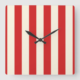 Horloge Carrée Boîte aux lettres rouge à rayures crème Tofu