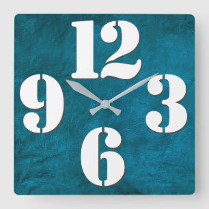 Horloge Carrée Bold Number Face On Teal Square Wall Clock