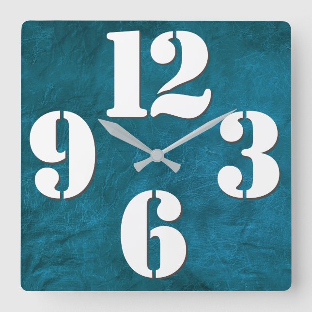 Horloge Carrée Bold Number Face On Teal Square Wall Clock (Recto)