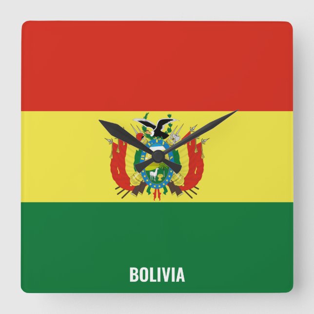 Horloge Carrée Bolivie Drapeau éblouissant patriotique (Recto)