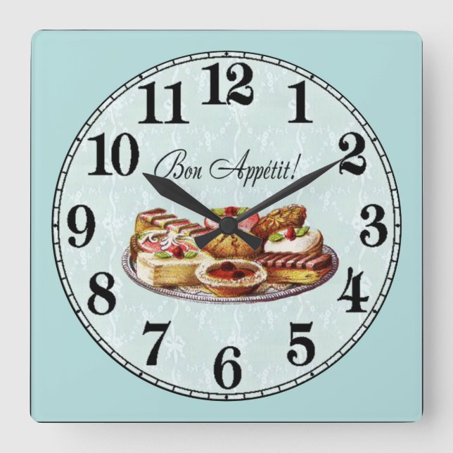 Horloge Carrée Bon appétit ! (Recto)