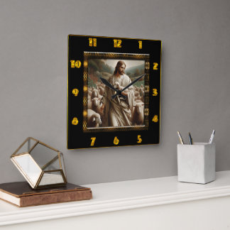 Horloge Carrée Bon Pasteur Jean 10:7 Pasteur compatissant
