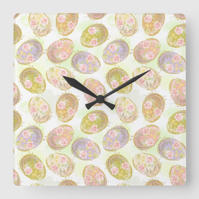 Horloge Carrée Bonbons de Pâques (Recto)