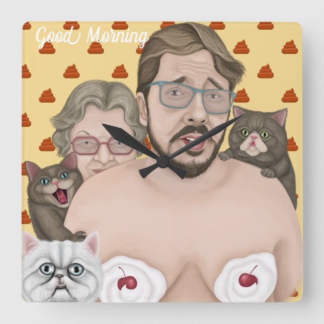 Horloge Carrée Bonjour (Recto)