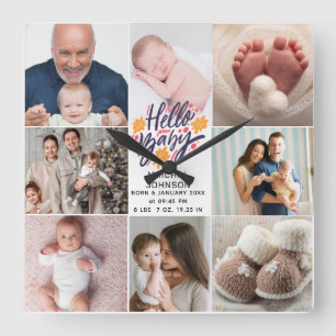 Horloge Carrée Bonjour Bébé Statistiques de naissance de nouvea