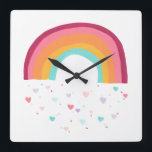 Horloge Carrée Bonne magie arc-en-ciel<br><div class="desc">Joyeuse Rainbow Magic par June Erica Vess</div>