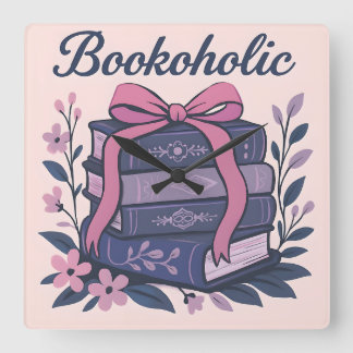 Horloge Carrée Bookoholic