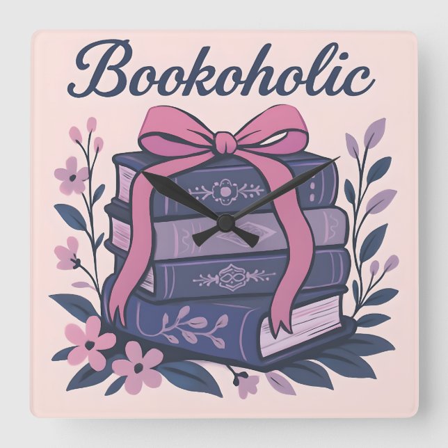 Horloge Carrée Bookoholic (Recto)