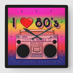 Horloge Carrée Boombox 80's Retro 80's Wall Clock 2