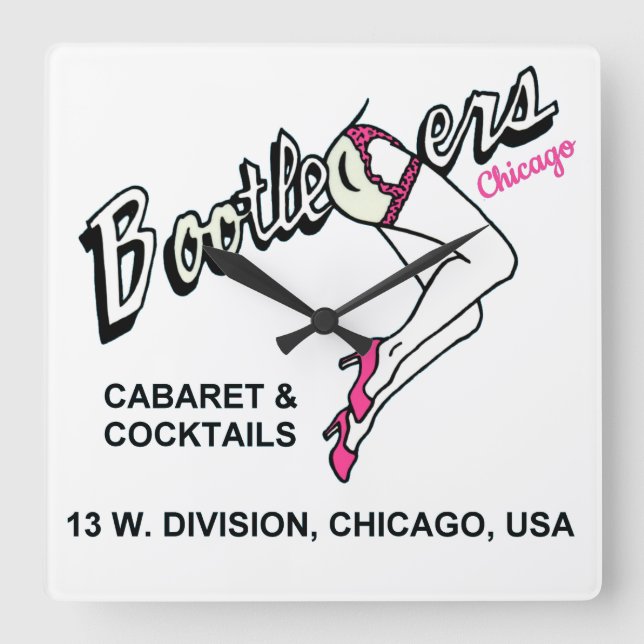 Horloge Carrée Bootleggers Cabaret et Cocktails, Chicago, IL (Recto)
