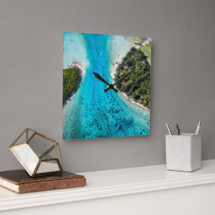 Horloge Carrée Bora Bora - Chemin Vers L'Océan
