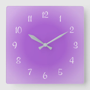 Horloge Carrée Bords brumeux design givré violet Couleurs douces