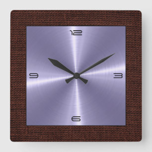 Horloge Carrée Bordure de Burlap moderne en acier inoxydable