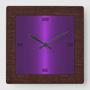 Horloge Carrée Bordure de Burlap moderne en acier inoxydable pour