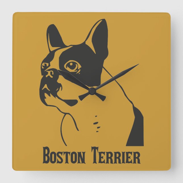 Horloge Carrée Boston Terrier (Recto)