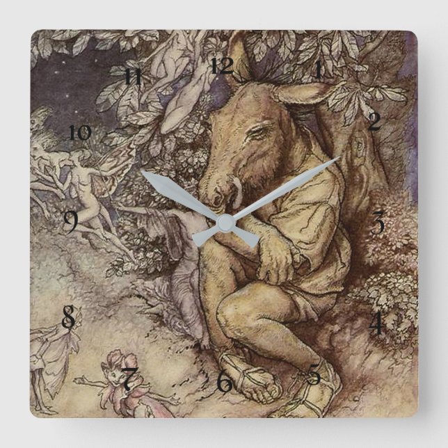 Horloge Carrée “Bottom et Titania” par Arthur Rackham (Recto)
