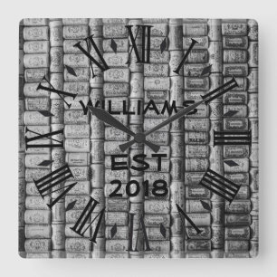Horloge Carrée Bouchon de vin personnalisé élégant
