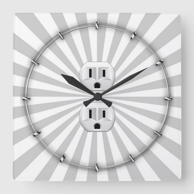 Horloge Carrée Bouchon électrique Mur Outlet Fun Personnaliser Ce (Recto)