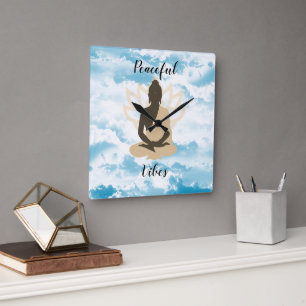 Horloge Carrée Bouddha méditatif