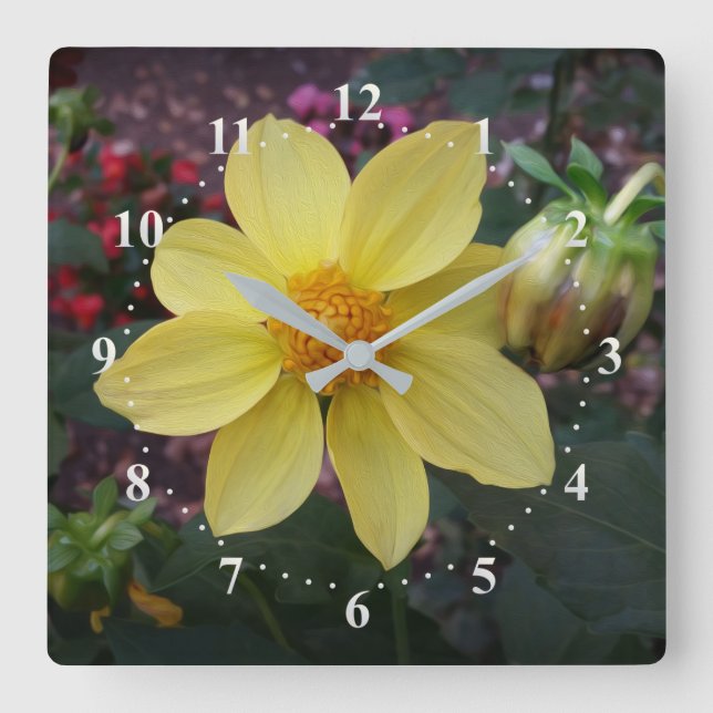 Horloge Carrée Boue et fleur (Recto)