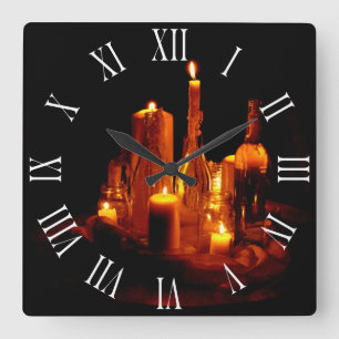 Horloge Carrée bougies romantiques mystiques
