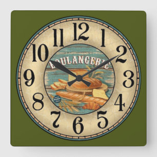 Horloge Carrée Boulangerie bread