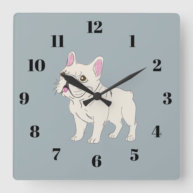 Horloge Carrée Bouledogue français (Recto)