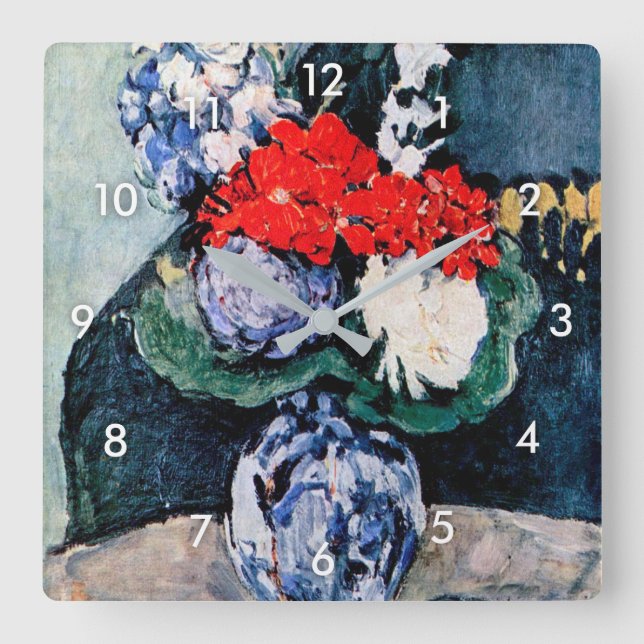 Horloge Carrée Bouquet avec Little Delft, Paul Cezanne (Recto)