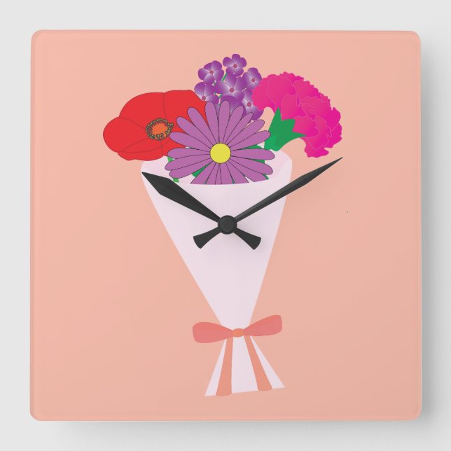 Horloge Carrée Bouquet de fleurs (Recto)