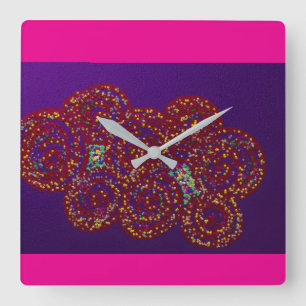 Horloge Carrée Bouquet de roses rouges foncées