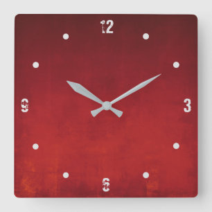 Horloge Carrée Bourgogne rouge orange moderne rouge rouge Abstrai