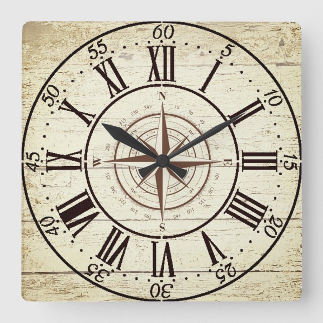 Horloge Carrée Boussole vintage (Recto)