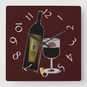 Horloge Carrée Bouteille de vin en sicle
