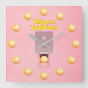 Horloge Carrée Bouteille murale du distributeur de gumball Jaune