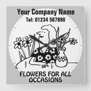 Horloge Carrée Boutique de fleurs Mur fleuriste