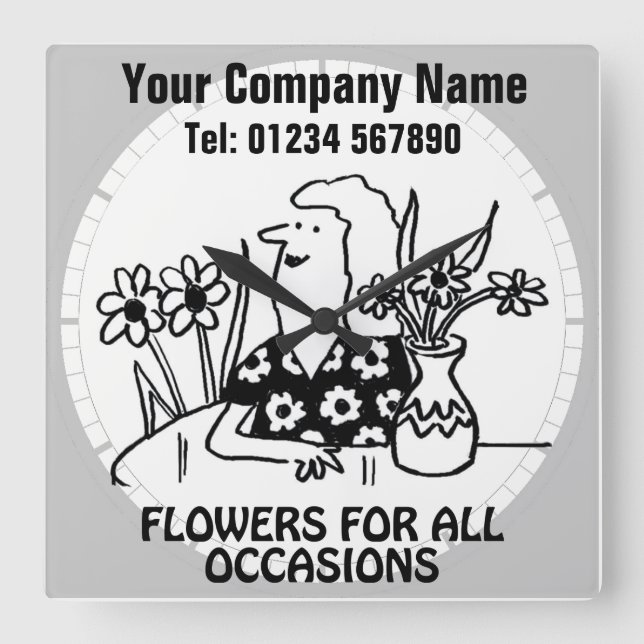 Horloge Carrée Boutique de fleurs Mur fleuriste (Recto)