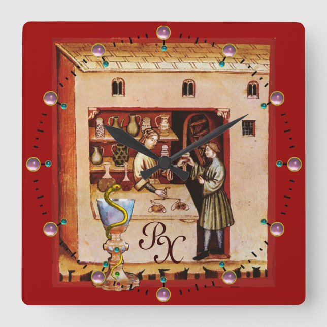 Horloge Carrée BOWL OF HYGEIA MONOGRAM Medicine, Pharmacie (Recto)