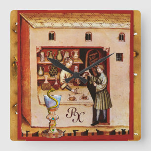 Horloge Carrée BOWL OF HYGEIA MONOGRAM Medicine, Pharmacie