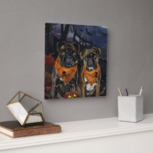 Horloge Carrée Boxer Halloween Épouvantable