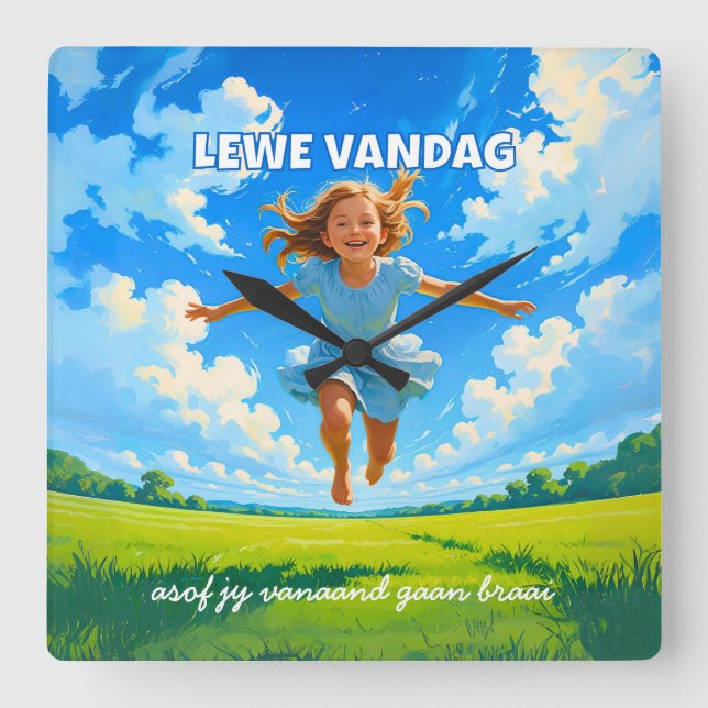 Horloge Carrée BRAAI Meme Afrikaans Saffa Expat Afrikaanse Humor (Recto)