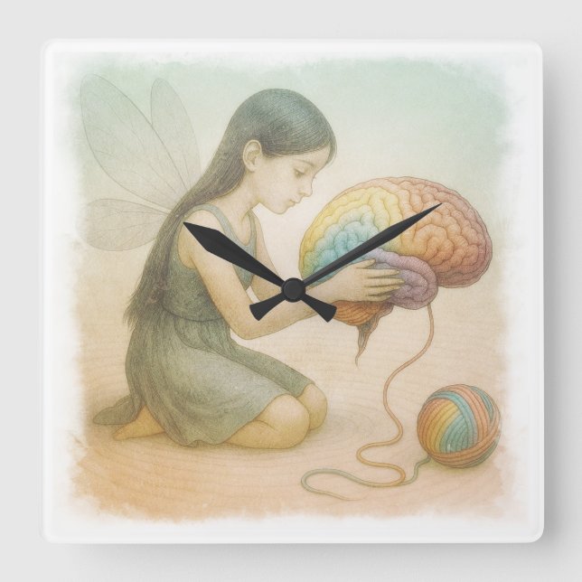Horloge Carrée Brain-Weaving Winged Fairy  (Recto)