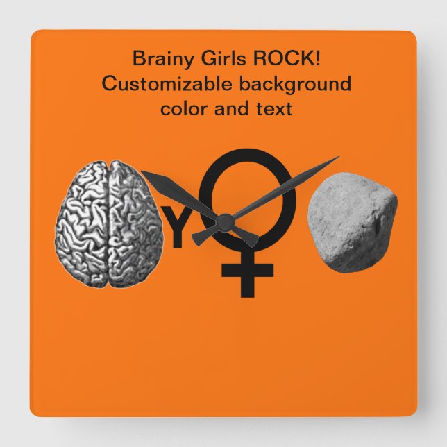 Horloge Carrée Brainy Girls Rock ! (Recto)