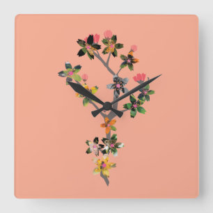 Horloge Carrée Branches d'insectes