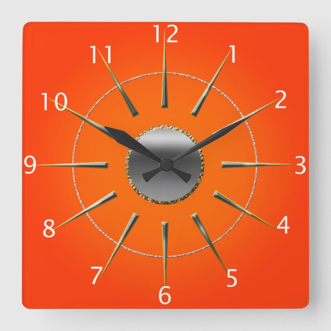 Horloge Carrée Bright Orange Wall Clock (Recto)