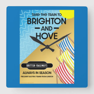 Horloge Carrée Brighton Et Hove Train Travel Beach Art