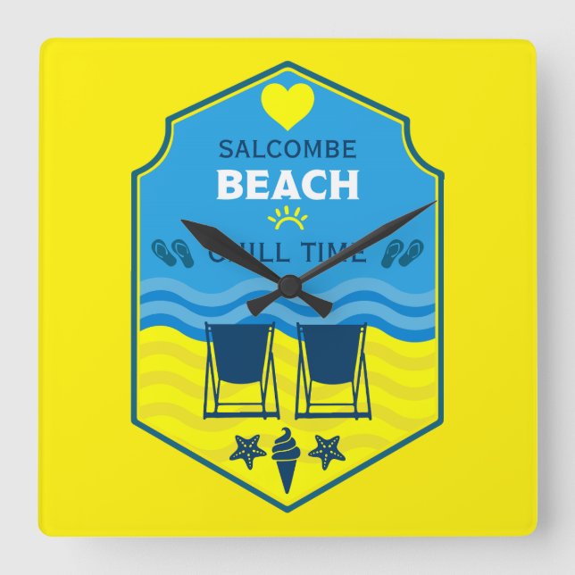 Horloge Carrée British Beach Theme Gift (Recto)